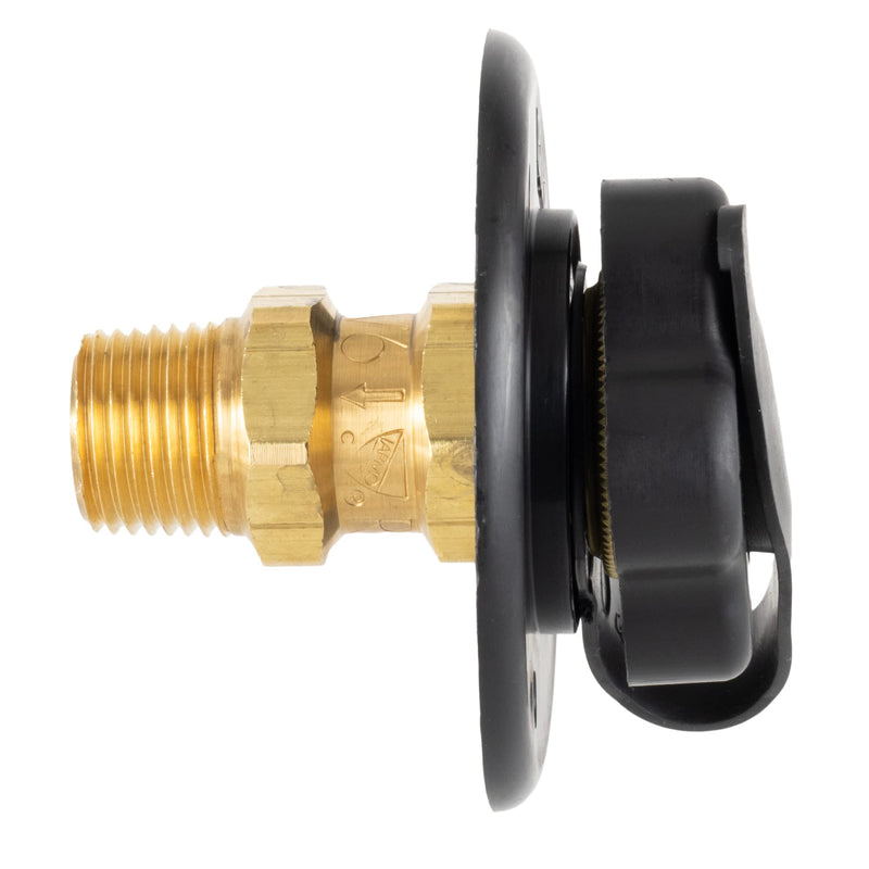 RecPro RV City Water Fill Inlet | Black | Optional Hose Elbow | Flange Brass with Check Valve | Camper | Trailer | Marine (No Hose Elbow) | Made in America No Hose Elbow