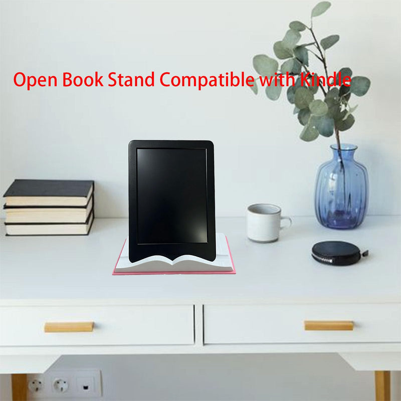 Open Book Stand Compatible with Kindle, Display Holder for E-Reader, Reading Gifts for Book Lovers (Pink)