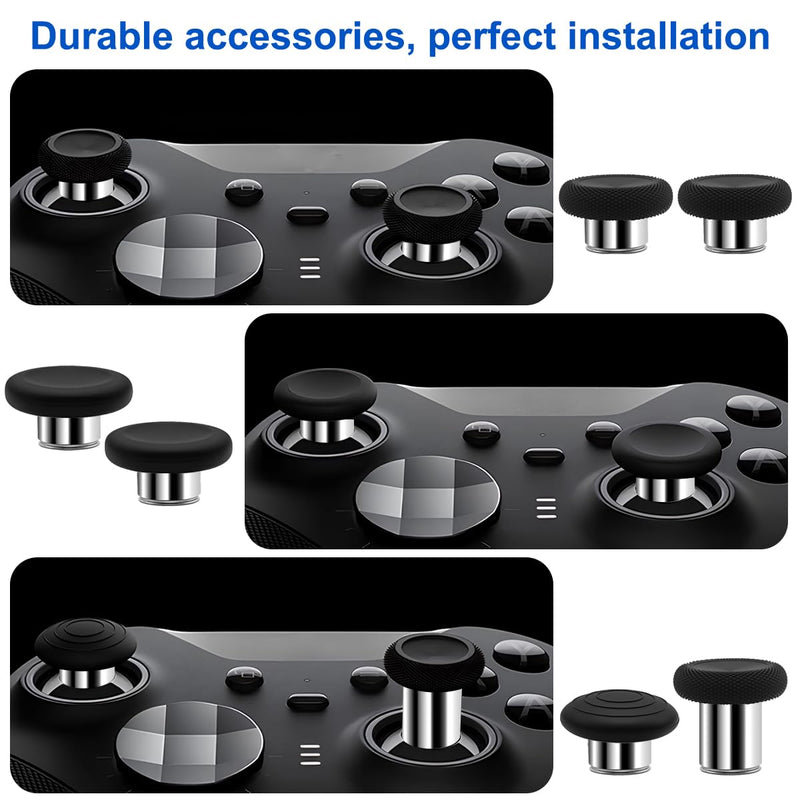 6 Pcs Metal Thumbsticks Kit with Transparent Box, lyfLux Compatible with Xbox Elite Series 2 Controller, Premium Replacement Joysticks for Xbox Elite 2 & Elite 2 Core Accessories, Silver-Black