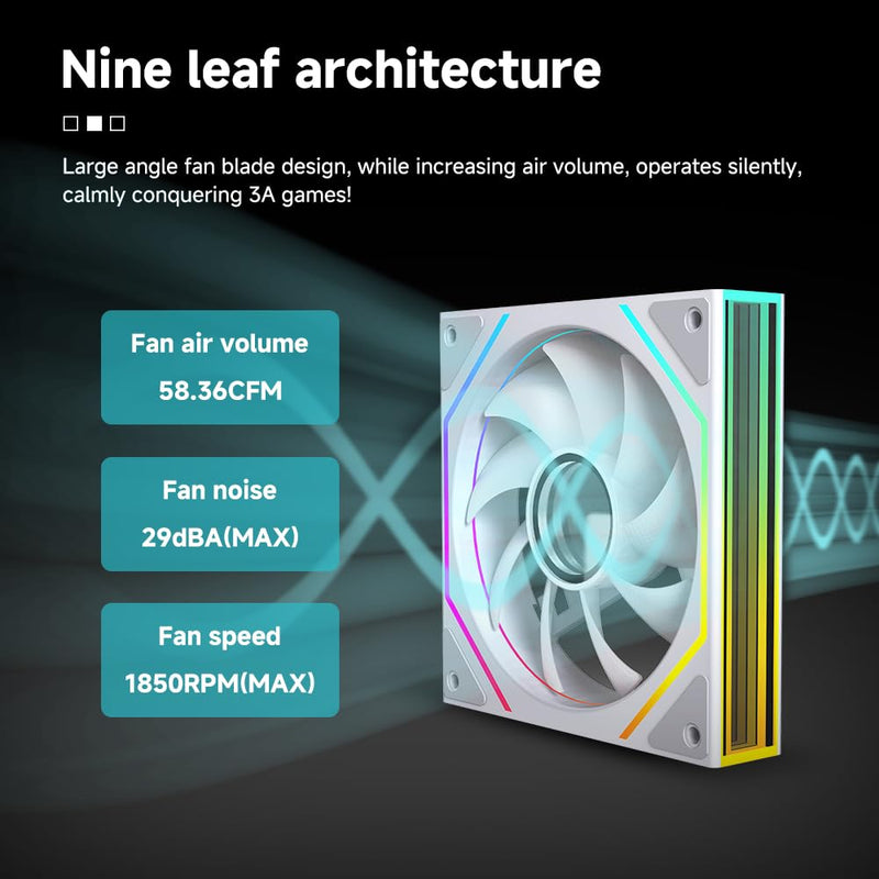 Prism4 Ultra 120mm ARGB PC Case Fans(White Forward_1 Pack) | Infinity Mirror| Daisy-Chain| 4 PIN PWM 1850RPM| ARGB Syn| Low noise| High Airflow & Pressure (58.36 CFM + 2.07 mm H2O) White