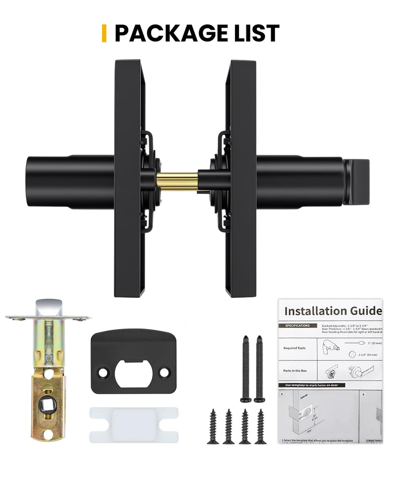 Goldenwarm Matte Black Entry Door Handle with Keyed Lock, Zinc Alloy Black Door Lever for Office & Storage & Entry Door, Adjustable & Reversible, Interior or Exterior Use - 1 Pack