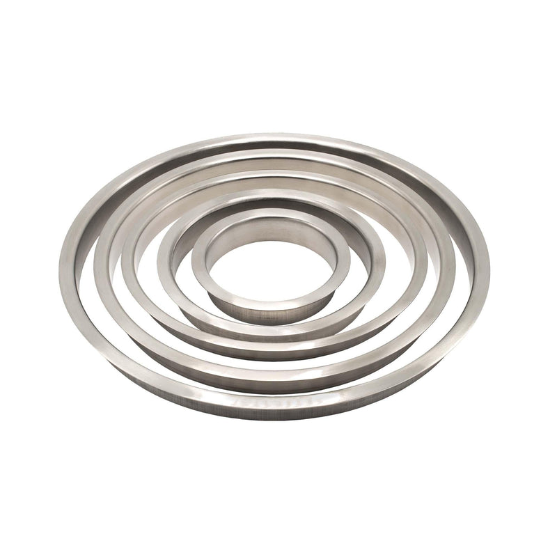 Outwater 8" (Nominal) Diameter x 2" Height 304 Polished Stainless Steel Trash Grommets for Countertop Inserted Trash Chutes 8in. Dia x 2in. H