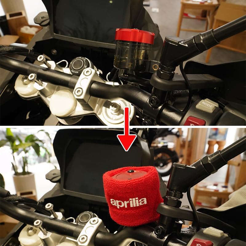 Compatible with RSV4 RSV1000 RS660 Tuono 660 457 RS 457 Tuono V4 1100 tuareg 660 Shiver 750 GPR125 GPR150 Motorcycle Front Brake Fluid Oil Reservoir Cover Sock (Red) Red