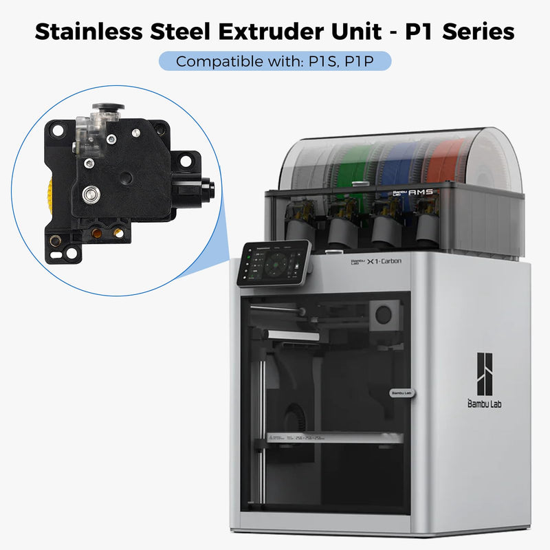 ENOMAKER Bamboo Lab P1 Extruder Unit for P1P,P1S 3D Printer,High-Extrusion Force Stainless Steel Dual Gear with Filament Break Detection,Anti-Slip Complete Toolhead Extruder Assembly Replacement Parts P1 series Extruder