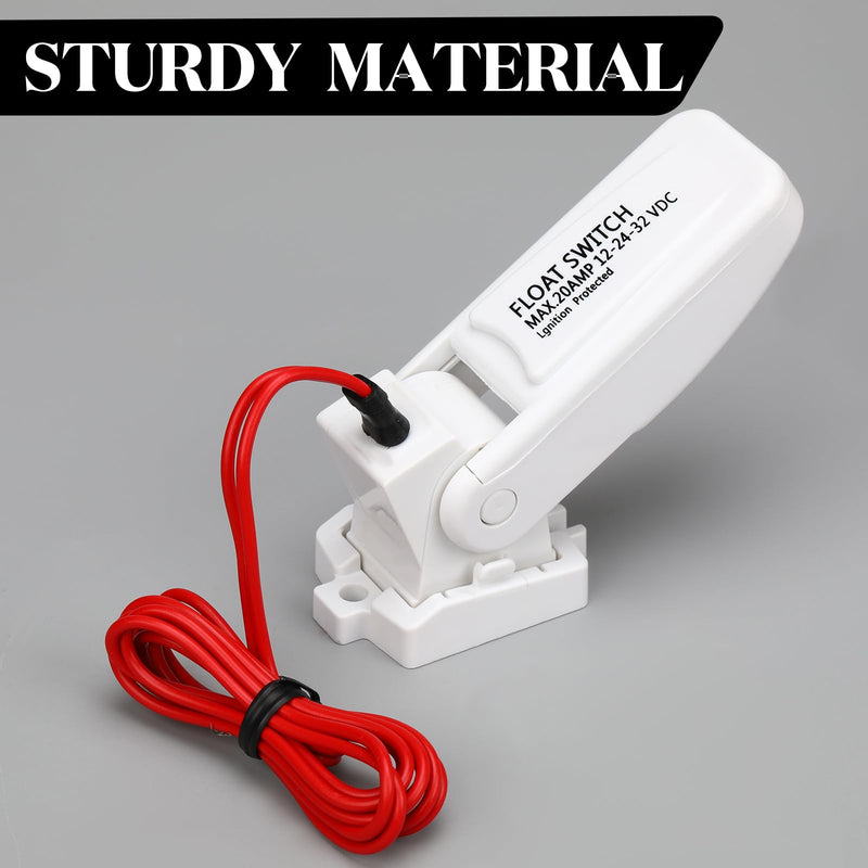Landhoow Automatic Boat Bilge Pump Float Switch, 12v 24v 32v Bilge Float Switch Moisture Tight Seals for Automatic Electric Water Pump Accessories Ignition Protected 2 White