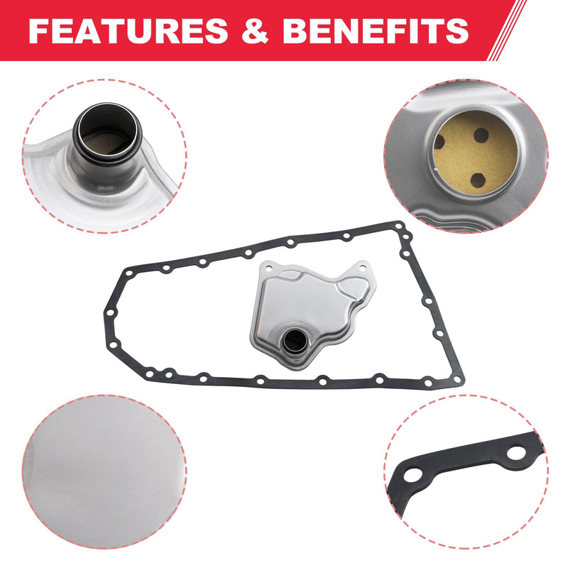 RE0F10D JF017E Transmission Filter Oil Pan Gasket Kit Fit for Nissan Altima Maxima Quest Murano Pathfinder Infiniti Qx60 Replaces# 31728-29X0D 31726-3JX0A 31726-28X0A