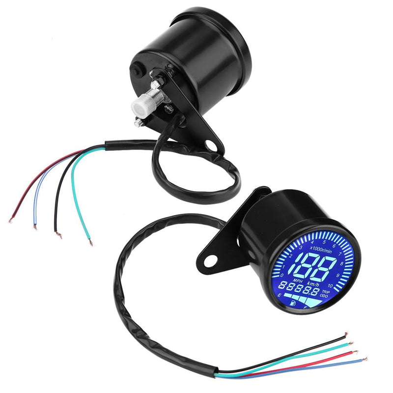 Tbest Universal Motorcycle LED Digital Speedometer Tachometer Speed Gauge Oil Level Meter