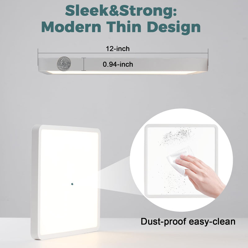 LED Ceiling Light Fixture with Remote Contro 12Inch 36W Flush Mount Close to Ceiling Lights 3000K-6500K Light Color Changeable Slim Modern Ceiling Lamp for Bedroom Kitchen Dining room Entryway White-A