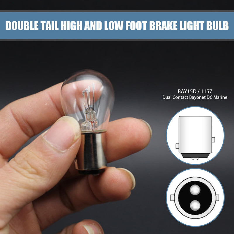 10 PCS Car 1157 P21/5W S25 BAY15D Light Bulb, Double Tail High and Low Brake Light Bulb Turn Signal Light Bulb LongerLife Replacement, Universal Halogen Brake Tail Light Parking Light (White) 10 PCS White