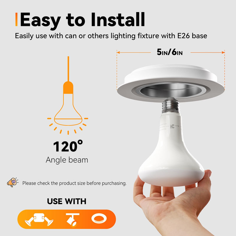 TJOY 12 Pack BR30 Flood Light Bulb Indoor, 65W Equivalent Dimmable Led Recessed Lights Bulb, 2700K Soft Warm White, E26 Base Bulbs for Kitchen Ceiling, Recessed Can, Replacement Incandescent, 9W,800LM 2700k Soft White