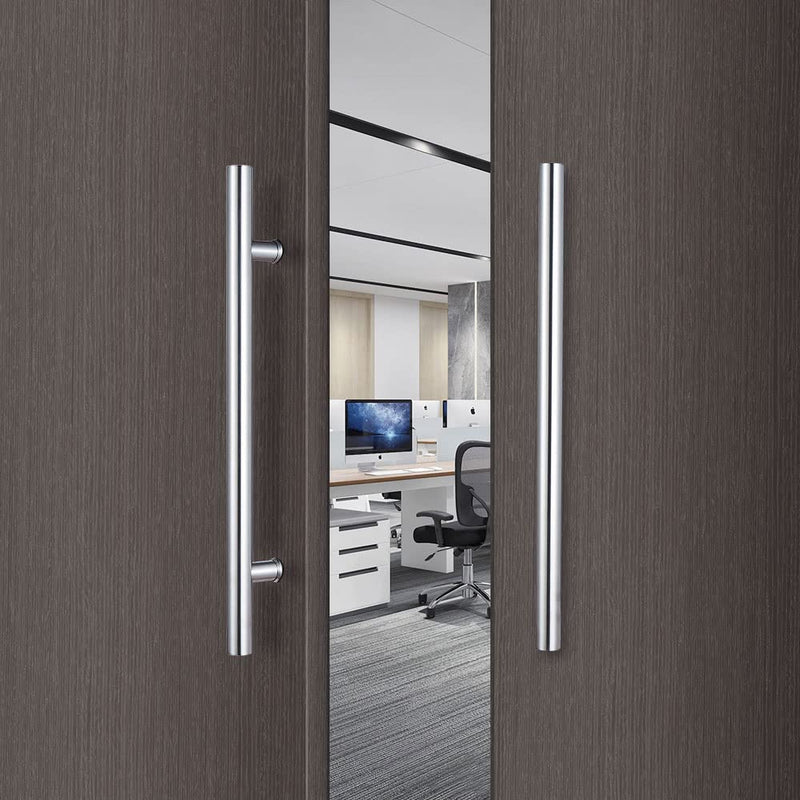 12inch/Thick 1.2mm/304 Push Pull Door Handle Solid Standoffs Heavy-Duty Commerial Grade-304 Stainless Steel Door Pull for Pulling and Pushing Sliding,Barn Glass and Shower Doors 12 Inch Silver