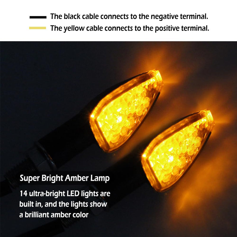4PCS Motorcycle Turn Signals,12V 14LED Motorcycle Lights Turn Signal Assembly with Bright Amber Lamp,Universal Front/Rear Motorcycle LED Lights Compatible with Yamaha Honda