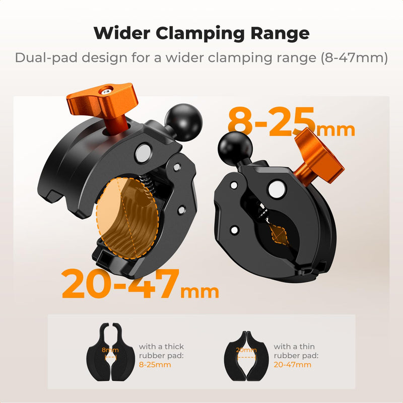 K&F CONCEPT Motorcycle Bike Clamp Mount Quick Release Compatible with DJI | 360° Adjustable Handlebar Clamp Mount for Cycling/Motorcycle/Bicycle/Handbar/Round Tube(0.31-1.85"), MS67