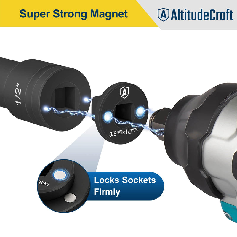 2025 Low Profile Impact Socket Adapter Set, Drive Ratchet Adapter Set, Designed for Tight Spaces, 3/8" to 1/2", 1/4" to 3/8", 3/4" to 1", 1/2" to 3/4", 4PC
