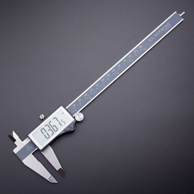 Clockwise Tools IP54 Grade Digital Caliper, DCLR-0805 0-8" /200mm, Inch/Metric/Fractions Conversion, Stainless Steel, Large LCD Screen DCLR-0805 8 inch