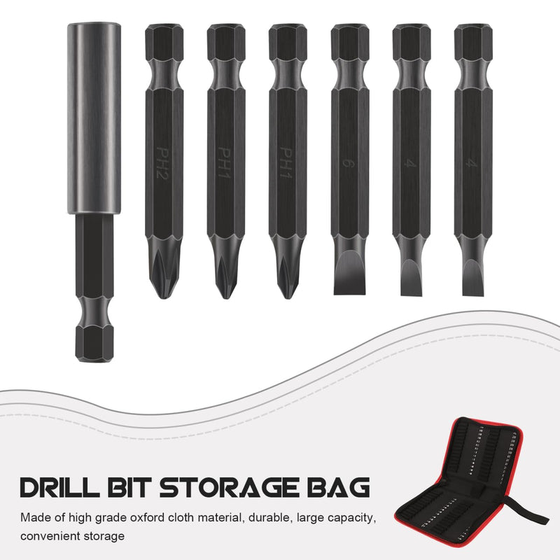 Housoutil Drill Bit Organizer Case, Oxford Zipper Tool Pouch Holds 55 Bits, Portable Small Drill Storage Bag Handheld Tool Organizer Pouch for Electrician, Carpenter, Technician and Handy Man