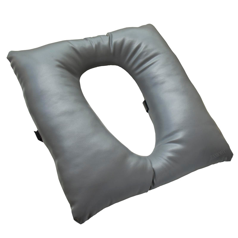 Bedside Soft Commode seat Cushion, Thick Pad PU Cover with Fixing Straps for Commode Chair, Washable Toilet Seat Cushion Warmer for Elderly Adults Grey