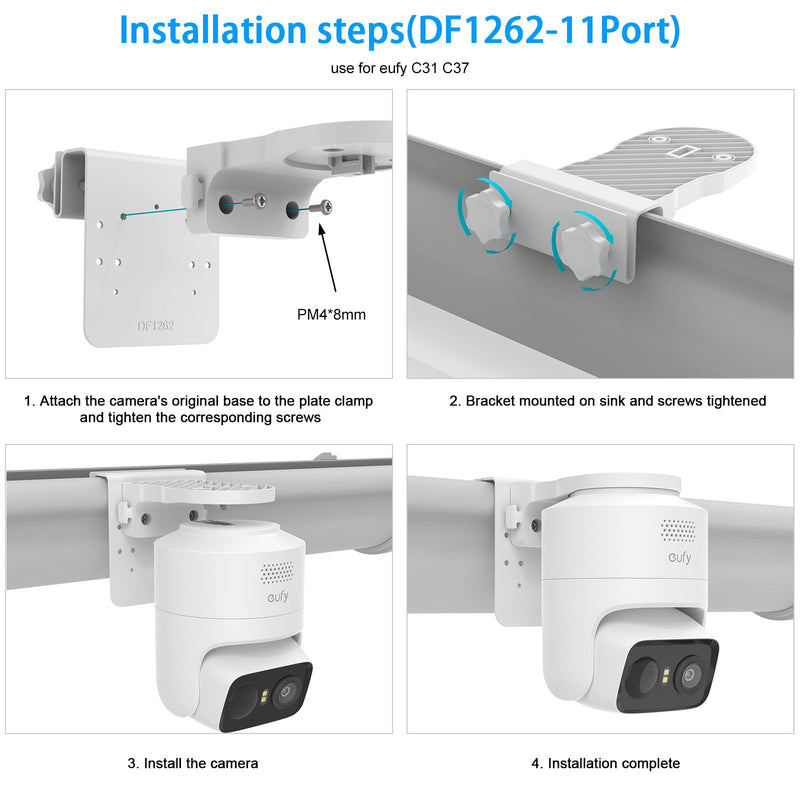 Gutter Mount Bracket Compatible with eufy Security eufyCam C37/C31 Camera (White)