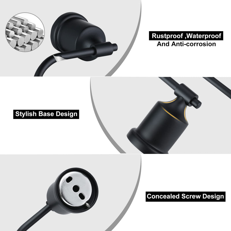 WOWOW Toilet Paper Roll Holder Wall Mount - Matte Black Bathroom Modern Toilet Papers Towels Roll Holders Wall Mounted, Stainless Steel Paper Roll Hand Towel Holders for Bathroom Kitchen Washroom Wall Black Toilet Paper Holder