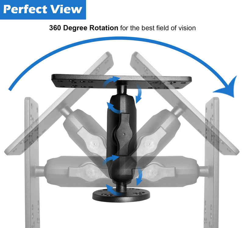Aluminum Fish Finder Mount with 1" / B Size Ball, Marine Electronic/Depth Finder Mount for Boat, 360° Rotation, High Salt Water Resistant, Compatible with Garmin, Lowrance and More