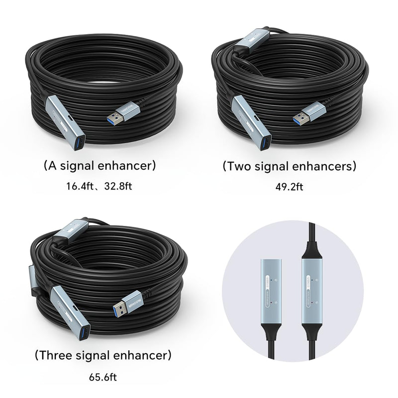 USB 3.0 Extension Cable USB Extender - 5Gbps high-Speed USB Extension Cable with Signal Amplifier for Keyboards,mice,PlayStations,Xboxes Flash Drives,Printers,Cameras and More (16ft) 16ft