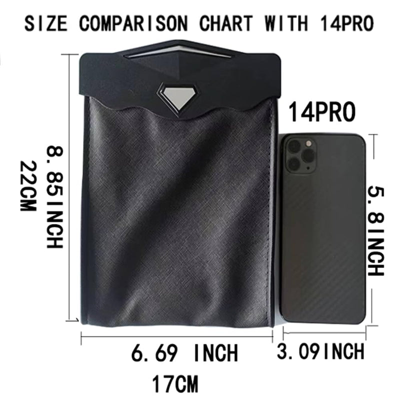 Smart LED Car Trash Can Waterproof Garbage Bag Passenger Side Artificial Leather Storage Pocket Leak Proof Reusable Traveling Portable Offices Toilet Garbage Cans Back Seat Hanging (Black-1pack) Black-1pack