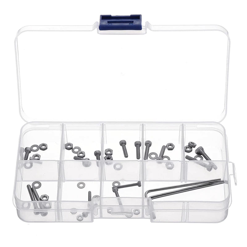Baiko 50 Pcs/set M2.5 Universal Turntable Headshell Cartridge Mounting Kit Stainless Steel Bolts Screws Nuts Set with Case