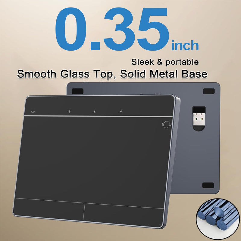 Wireless Bluetooth Trackpad for Windows 10/11, Supports 3 Connection Modes, High-Precision Multi-Gesture Touchpad, Compatible with PC Laptop Computer Black