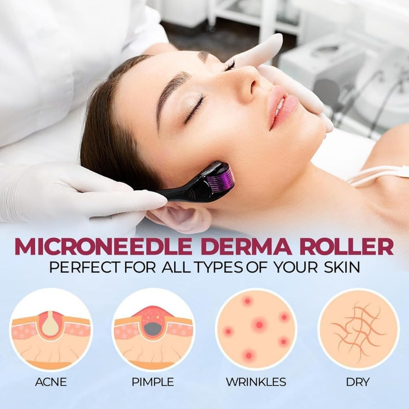 Derma Roller 0.25mm, Anti Ageing Men Beard Roller, 540 Titanium Micro Needling Roller, Microneedling Roller, Hair Growth Scalp Roller, Derma Kit for Skin Rejuvenation (Derma-Roll-0.25mm) Derma-Roll-0.25mm