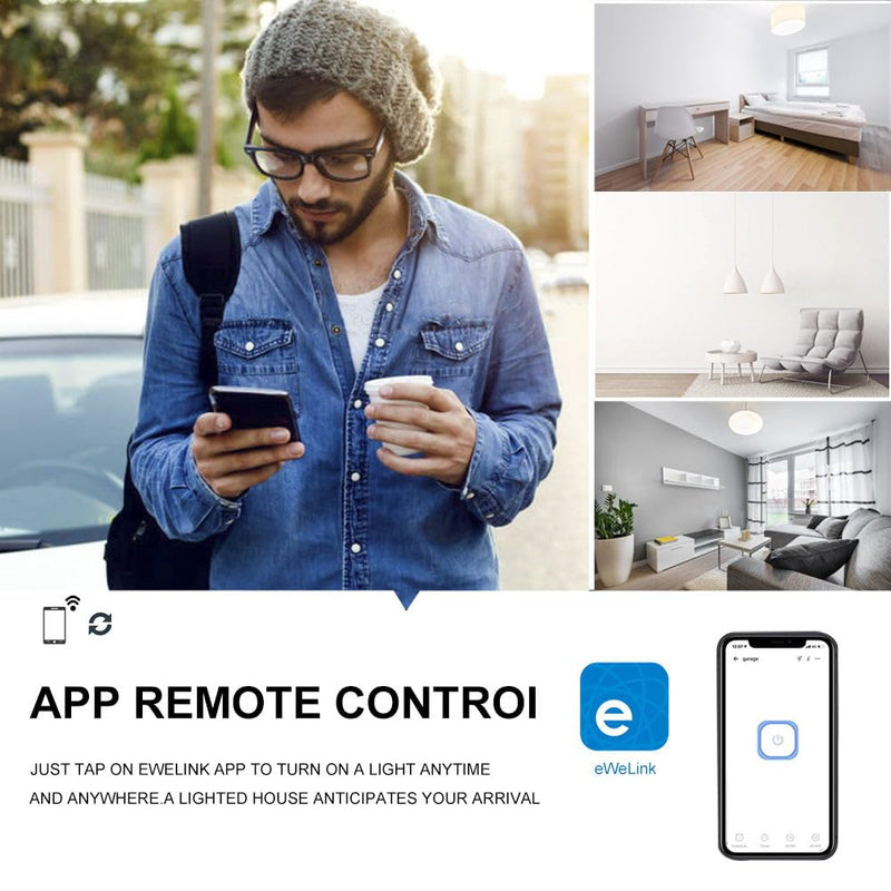 QIACHIP Wi-Fi Smart 2.4G Remote Control Light Socket E26 E27 Bulb Socket Adapter, eWeLink APP Remote Timing, Compatible with Alexa and Google 4 x Wifi Socket + 1 transmitter