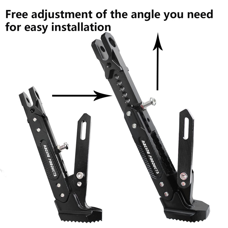 Universal Motorcycle Kickstand Adjustable Foot Side Support Parking Kickstand for Electric Motorbike Parking Foot Side Support Stand (Black) Black