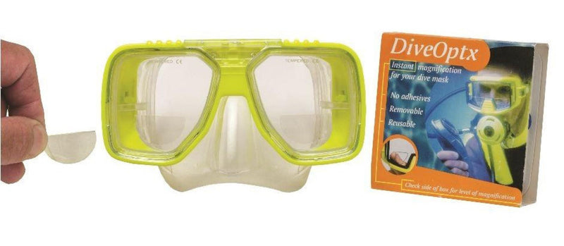 Calabria Hydrotac Dive OPTX 20/20 Stick On Bifocal Lenses Used for Scuba Masks/Diving Goggles Magnifying Bi-Focal Stickers Clear - 2 Pack (2 Pairs - 4 Lenses) 2.0 x