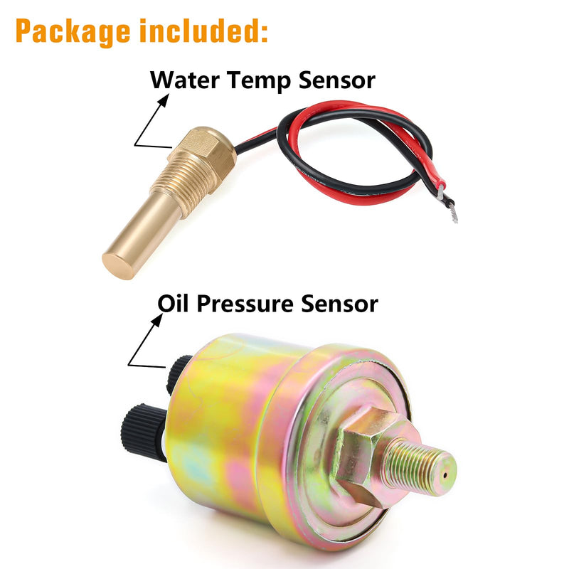 ARTILAURA 1/8NPT 0-150PSI Oil Pressure Sensor and 1/8NPT Water Temperature Sender Sending Unit