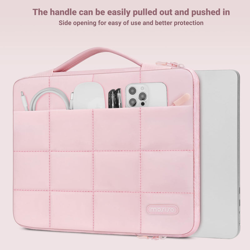 MOSISO Compatible with MacBook Air 13 inch Case M5 2026 M4 M3 M2 2025-2022 | TPU Bumper Hard Shell&Puffy Sleeve Bag&Keyboard Skin&Webcam Cover&Screen Film for MacBook Air 13.6 inch Case, Pink