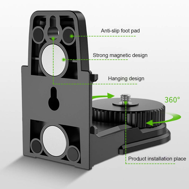 L-Shape Laser Level Adapter, Multifunctional Magnetic Pivoting Base, 360 Degree Adjustable, Support with 1/4" and 5/8" Thread