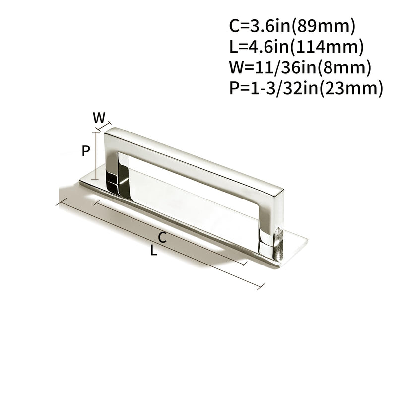khtumeware 5 Pack 3-1/2 Inch Hole Center Polished Nickel Cabinet Pull with Backplate Solid Heavy-Duty Handles with Base Plate Cabinet Hardware Drawer Pulls Kitchen Cabinet