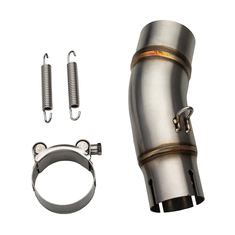 Motorcycle Exhaust Mid Pipe, Exhaust Muffler Adapter Connect Pipe with Clamps Compatible with Kawasaki Ninja 400 Z400 2018 2019 2020 2021 2022 2023 Ninja 500 Z500 2024 2018-2024