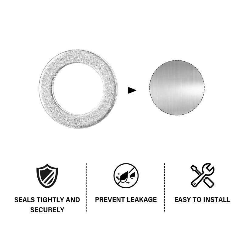 Mudder 100 Pieces Aluminum Engine Oil Crush Washers 14 mm Drain Plug Gaskets (Compatible with Honda OEM 94109-14000 Civic Part)