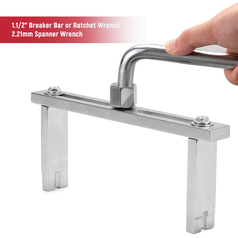 Fuel Pump Removal Tool, Adjustable Double Contact Fuel Pump Lock Ring Tool with 3/8” to 1/2” Drive Compatible with BMW,Mercedes-Benz,Volkswagen,Audi Fuel Tank Lids Removal/Installation