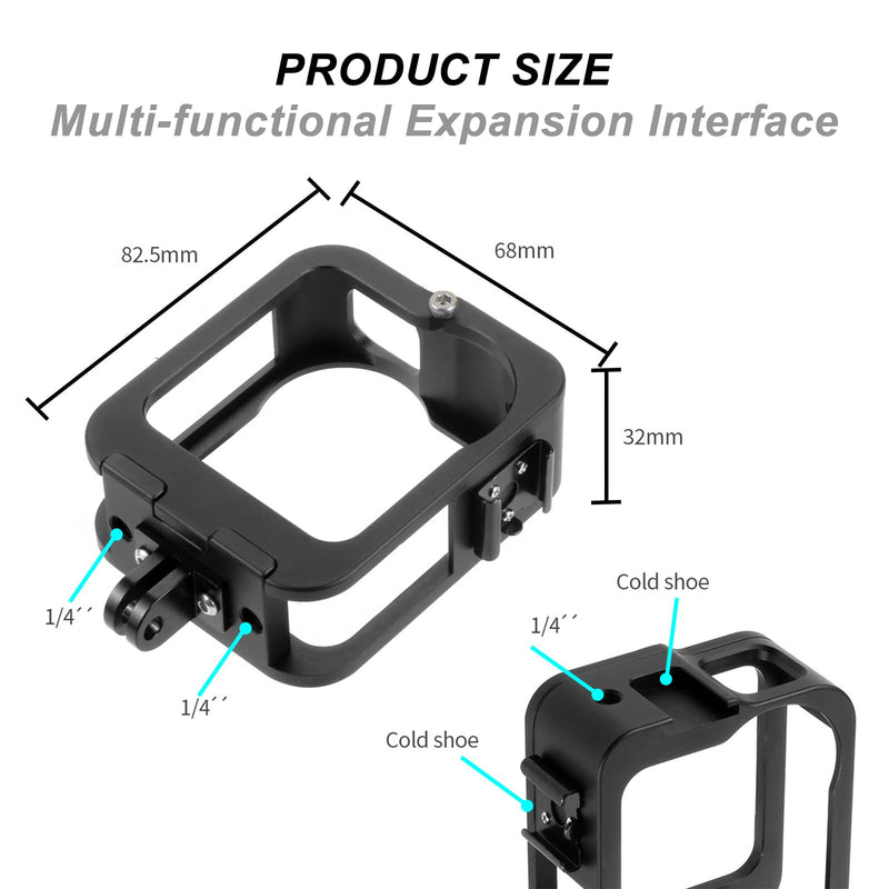 Accessories for Gopro Max Aluminum Alloy Case, Frame Protector Housing Shell with Hot Shoe Interface Compatible GoPro MAX Official Replacement Protective Lense MAX Aluminum frame