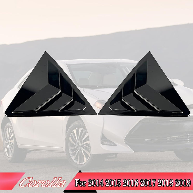 2Pcs Side Vent Window Louvers for Toyota Corolla 2014-2019, ABS Print Sport Window Decorative Covers, Exterior Trim Accessories - Bright Black