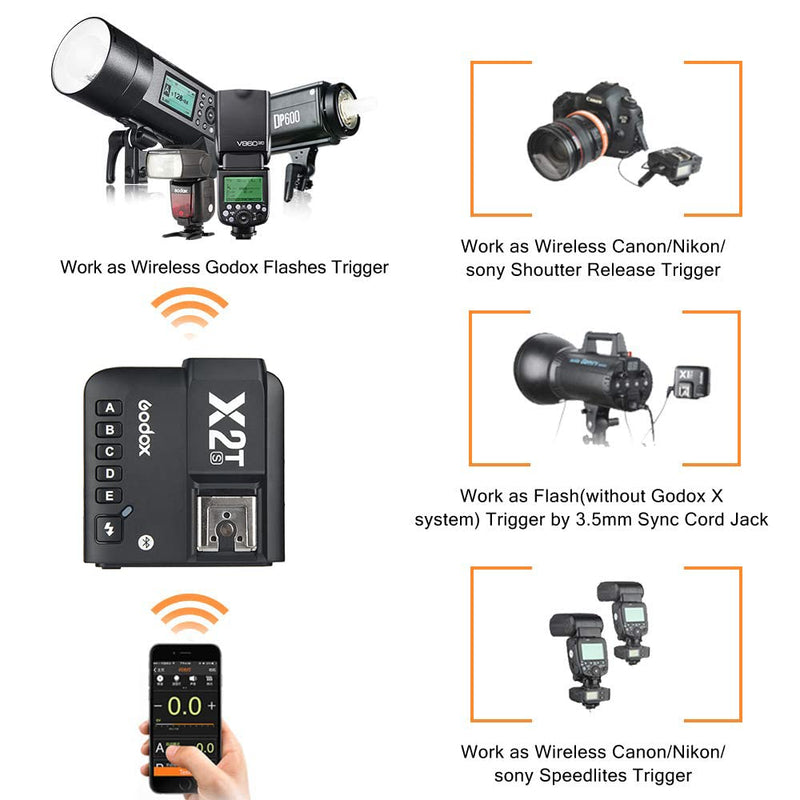 GODOX X2T-S TTL Trigger Flash 1/8000s HSS TTL Manual Function for Sony Cameras with Clean Cloth (X2T-S)