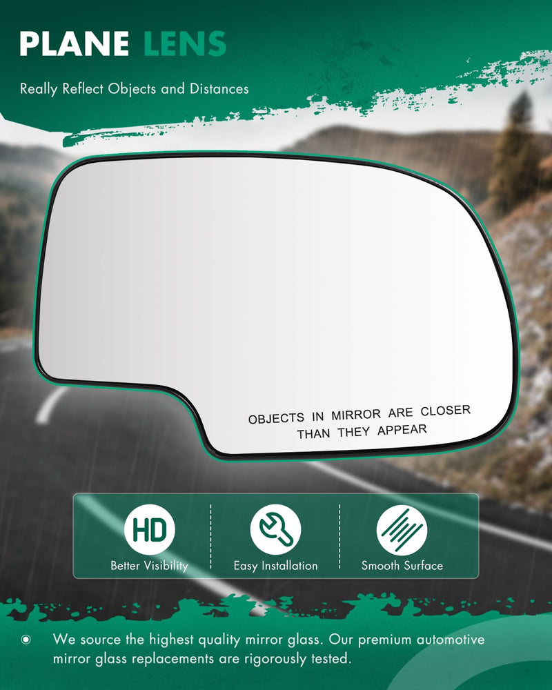 SCITOO Passenger Side Mirror Glass Fit for 1999-2003 For Chevy Silverado Pickup 2007 For Chevy Silverado Pickup 2000 For Chevy Suburban 2001-2006 For GMC Yukon XL with Backing Plate GM1325105 12477844 Right