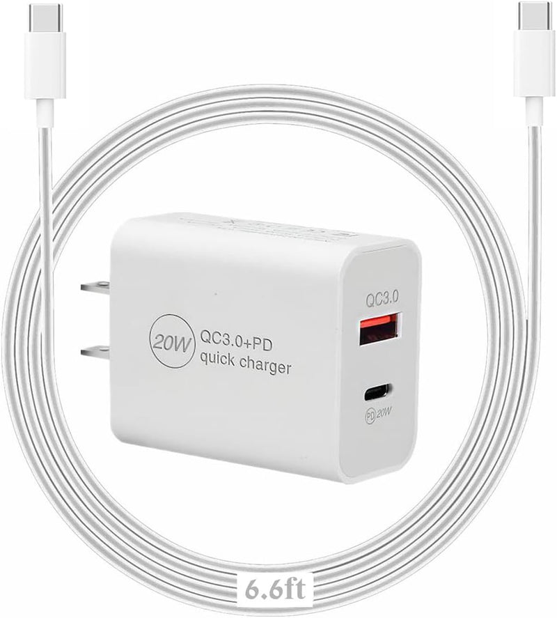 20W PD USB C Charger for Kindle, Paperwhite, Signature Edition, Scribe, Oasis eReader, Dual Port Wall Charger Block with Type C Cable Compatible Kobo Clara 2E, Libra 2 eBooks, 6.6ft