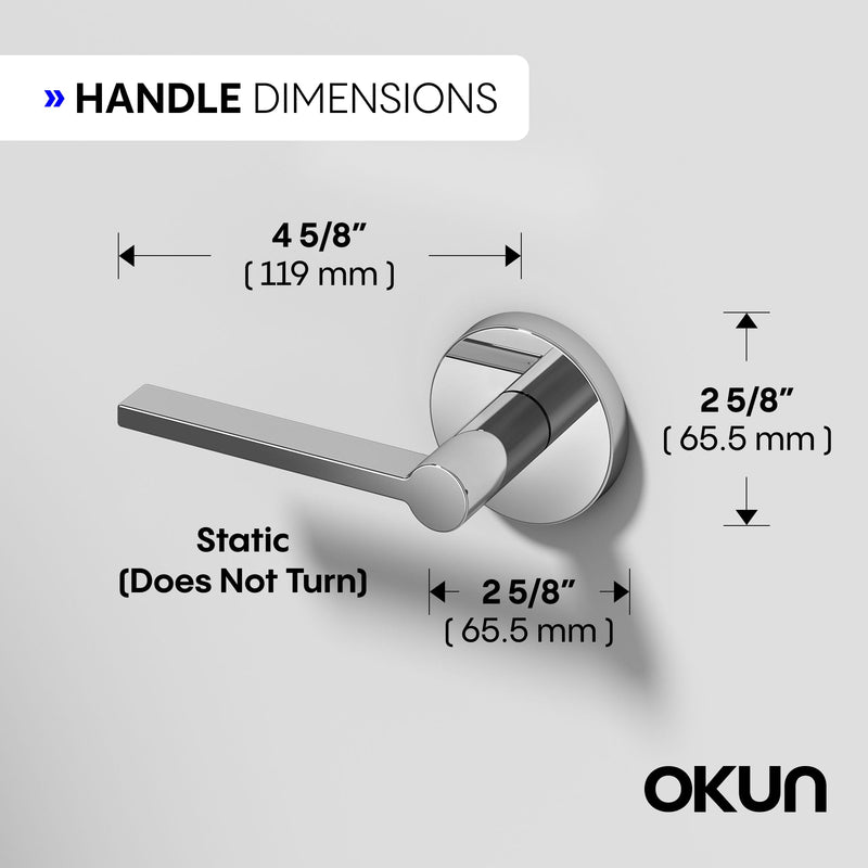 Okun Muse Dummy Door Handle, Chrome Non-Turning Door Lever 1-Pack – Decorative Reversible Interior Handle for Closet, Pantry, Hallway & French Doors, Sleek Modern Design