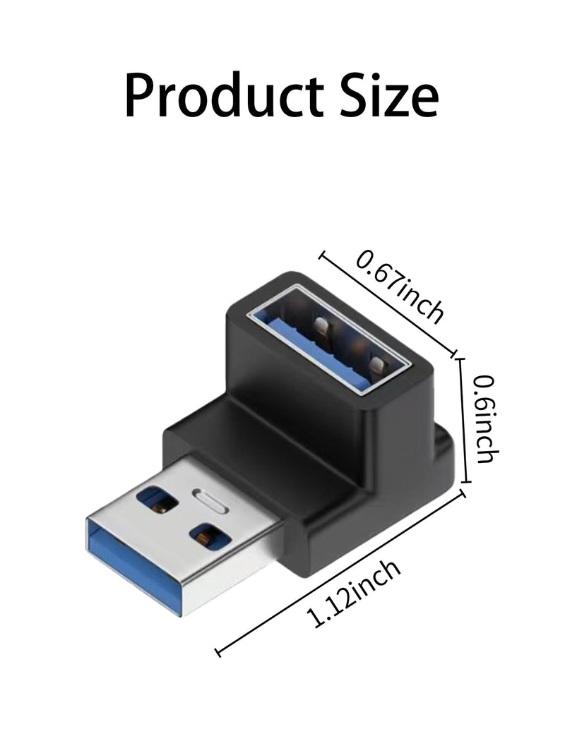 90 Degree USB 3.2 Adapter Male to Female Interface, 2Pcs (Up Angle) | Transmission Rate Reaches 10 Gbps, Support 3A Charging Function, for Desktop Computers, Laptops, Mice, Keyboards, USB Charger UP Angle
