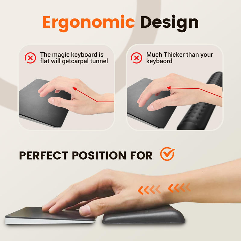 HONKID Low Profile Mouse Wrist Rest for Slim Mouse Wrist Pad for Magic Trackpad, Made of Cool Gel and Non-Slip Rubber Base, Easy Typing and Relieve Wrist Pain, Black