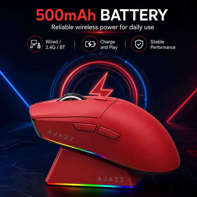 AJAZZ AJ139 V2 MC Tri-Mode Wireless Gaming Mouse, 24K DPI, Red AJ139 V2 MC Red