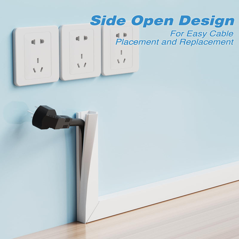 39" Silicone Cord Hider for 1 Cord, Self-Adhesive Wall Cord Cover | Flexible Side Buckle Cable Raceway for Wall Mounted TV, Home Office Desk Cable Management, White Small-39 Inch