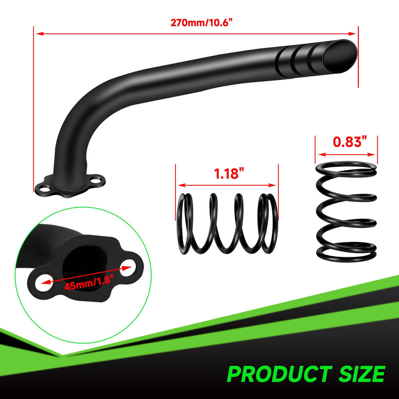 212cc Exhaust Pipe Kit Compatible with Predator 212 196cc 224cc Coleman Mini Bike CT200U CT200U-EX BT200X KT196 Go Kart Baja Warrior GX160 GX200 OHV Clone Engine Parts w/Valve Springs (Black) Black